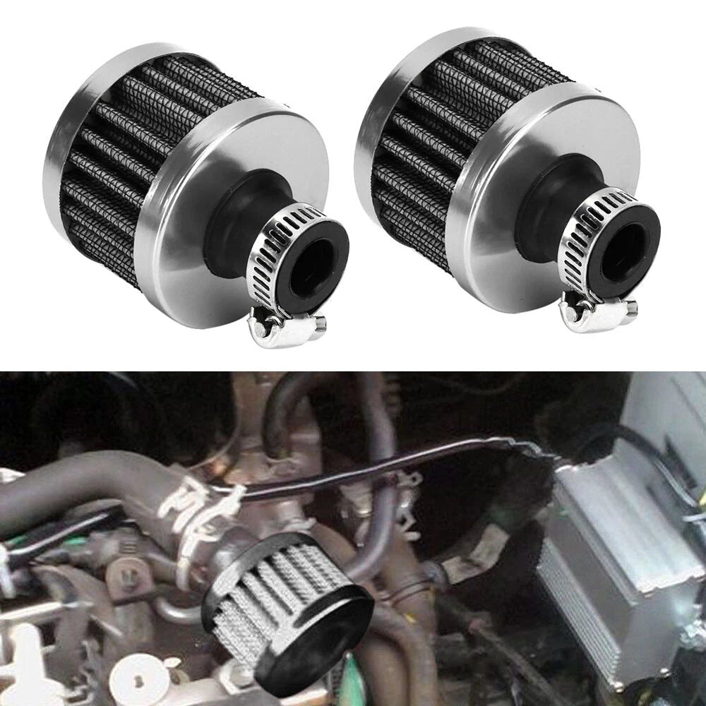 2Pcs Mini Air Intake Filter for Turbo Vent Crankcase Valve Cover