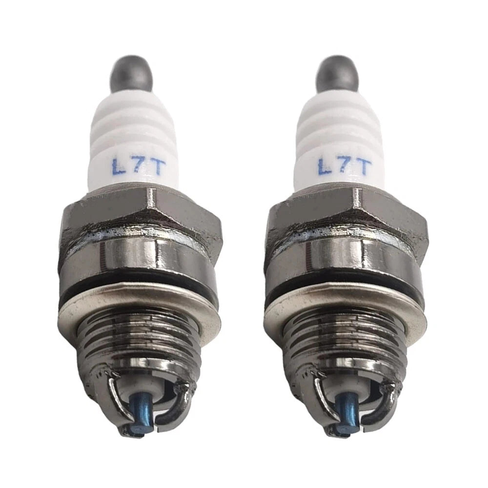 2X 3 Prong Spark Plug L7TC for Chainsaw Lawn Mower Leaf Blower (2-Stroke)