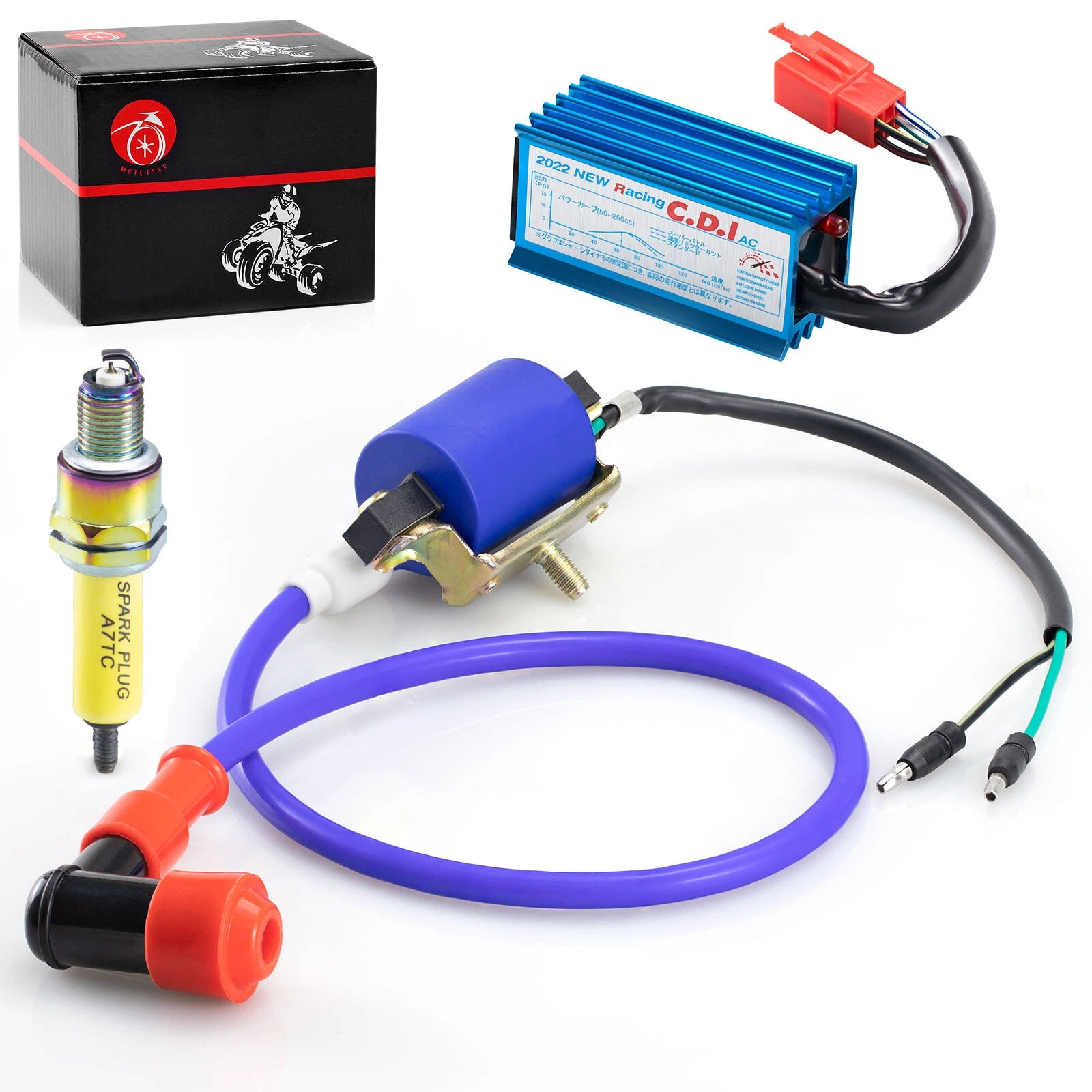 Ignition Coil & 5Pin AC CDI & 10mm Spark Plug for ATV 70cc 90cc 110cc