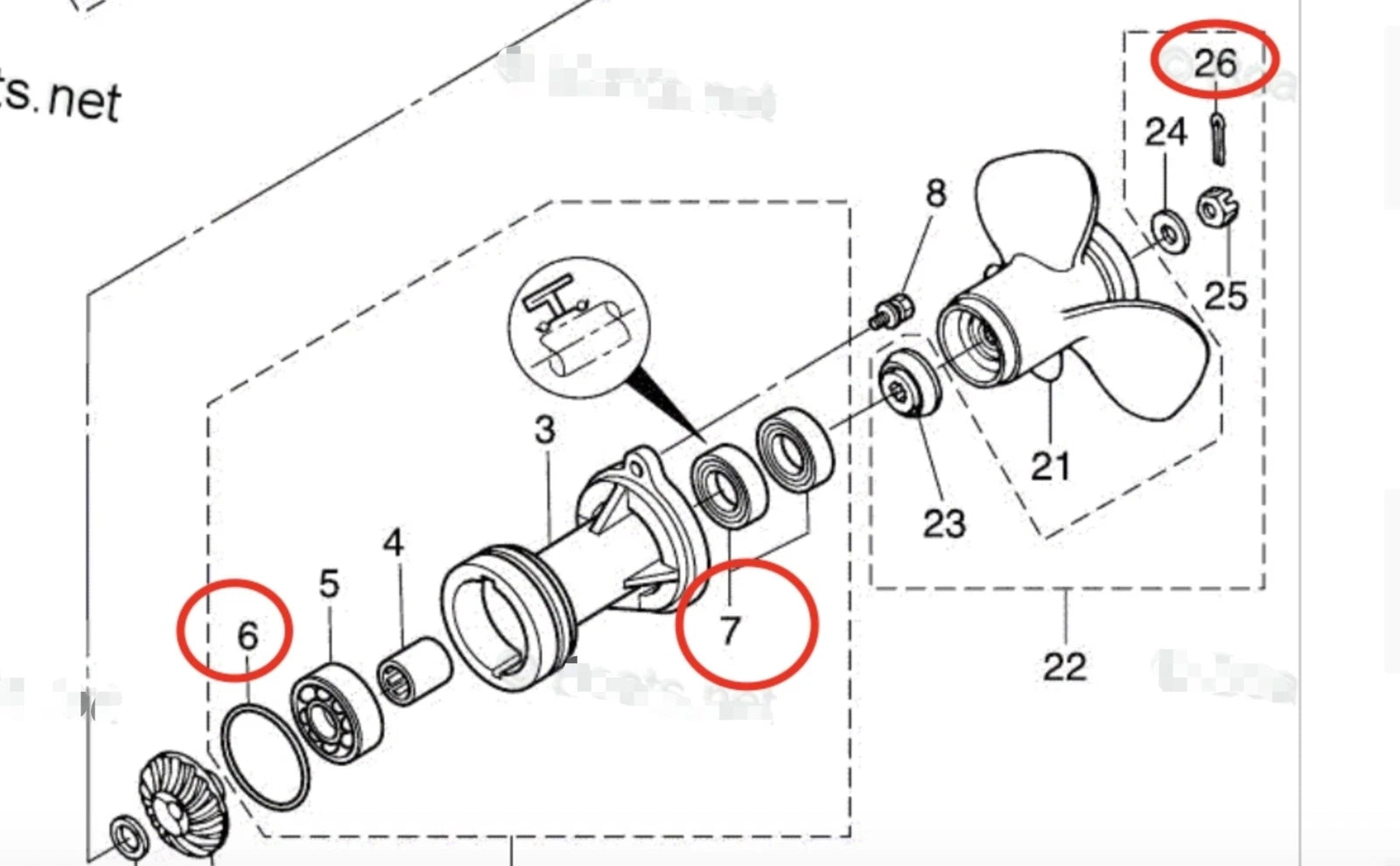Lower Gearcase Seal with O-ring Kit 3AC601110 332601030 for Tohatsu MFS 25, 30