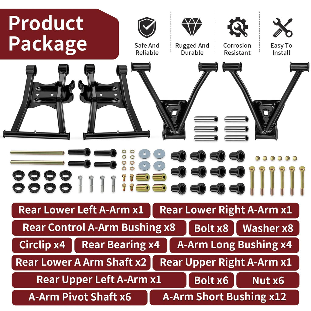 Rear Upper Lower A-Arm Bushing Kit for Polaris Sportsman 400 450 500 600 700 800 (2000–2023)