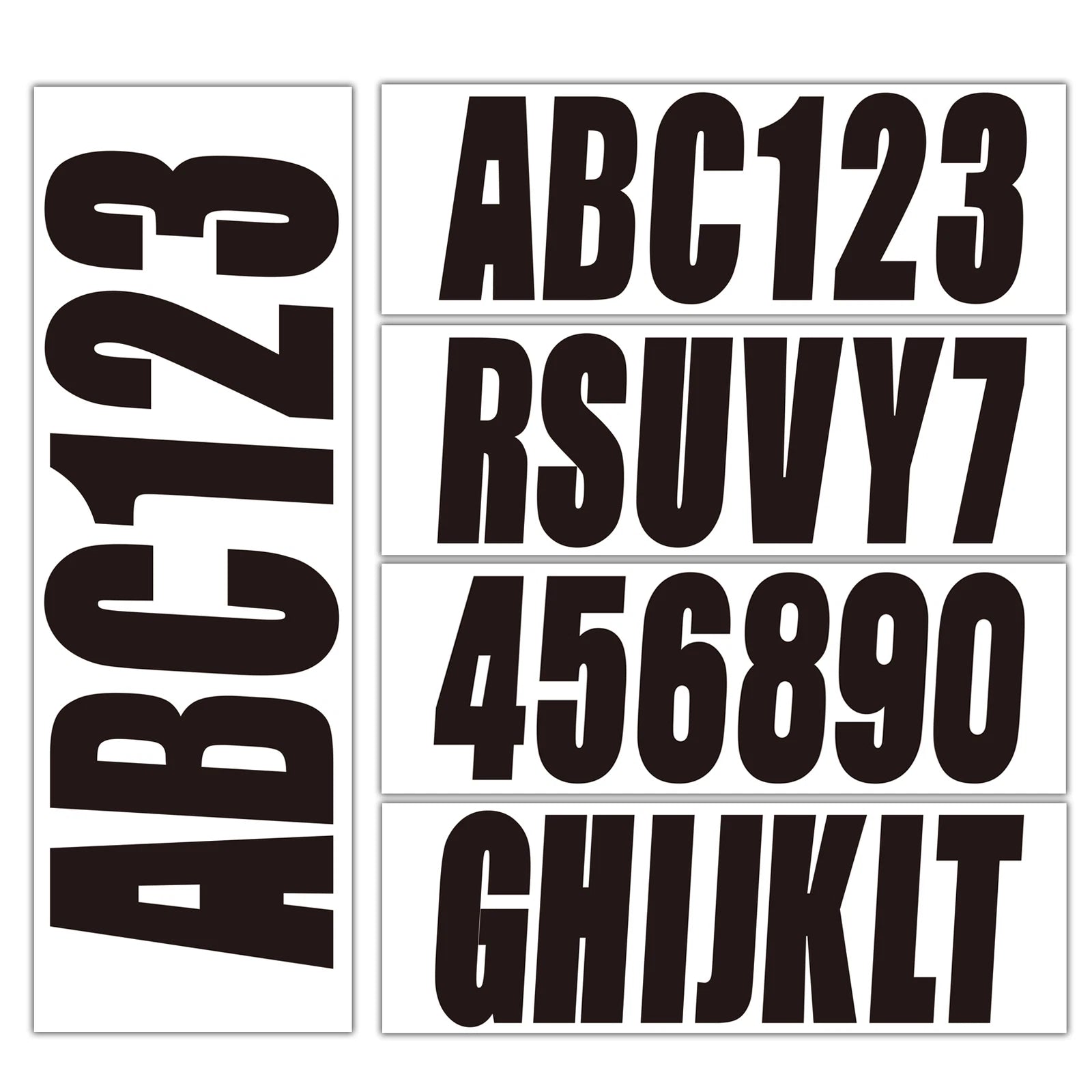 Set of 4 Black Personalized Decals for Boat Registration A-Z & 0-9