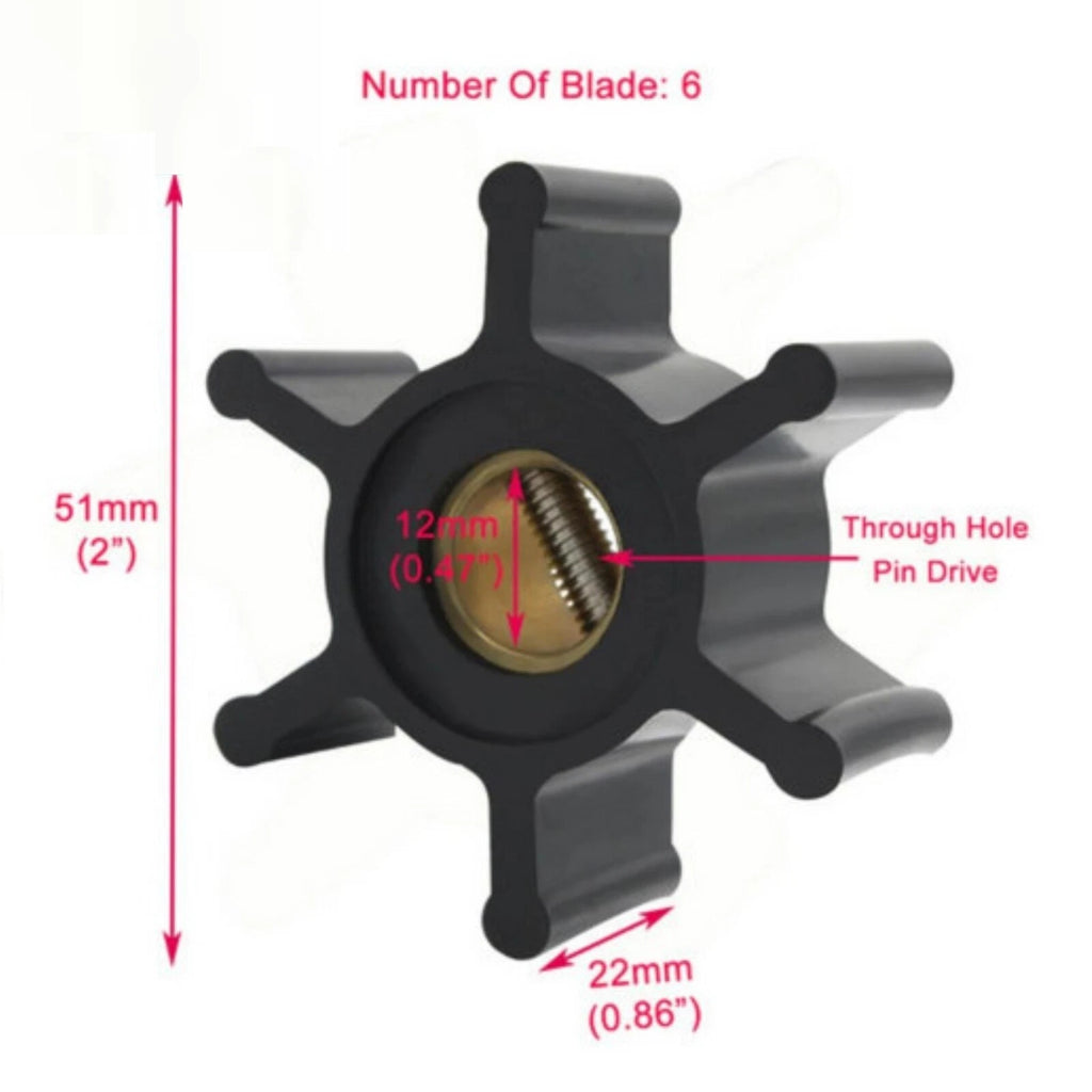 Sea Water Pump Impeller w/Oring for Yanmar 2GM 2YM 3GM 3YM (1975–2023)