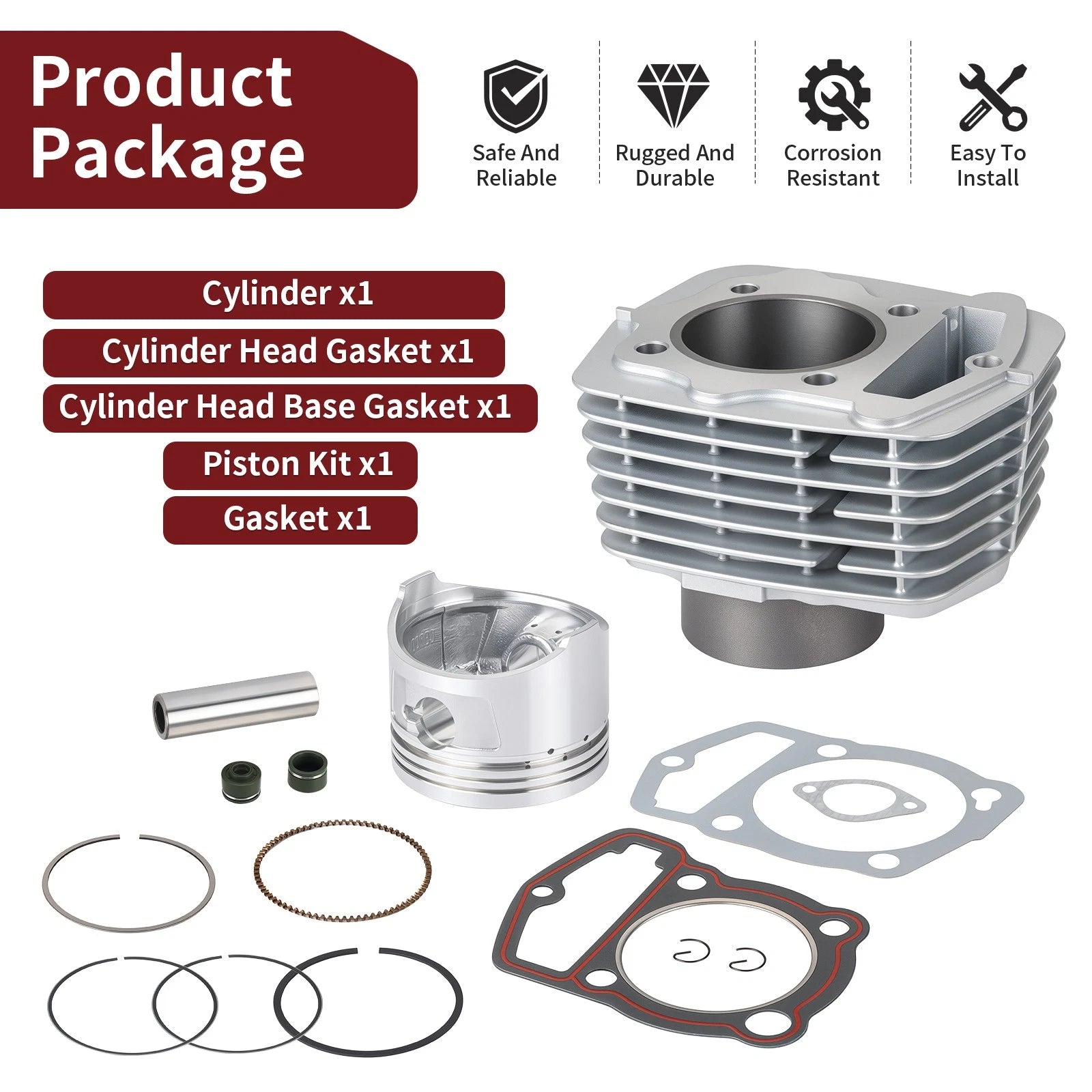 Cylinder Piston Gasket Kit for Honda XL200R XR200 XR200R (63mm STD)