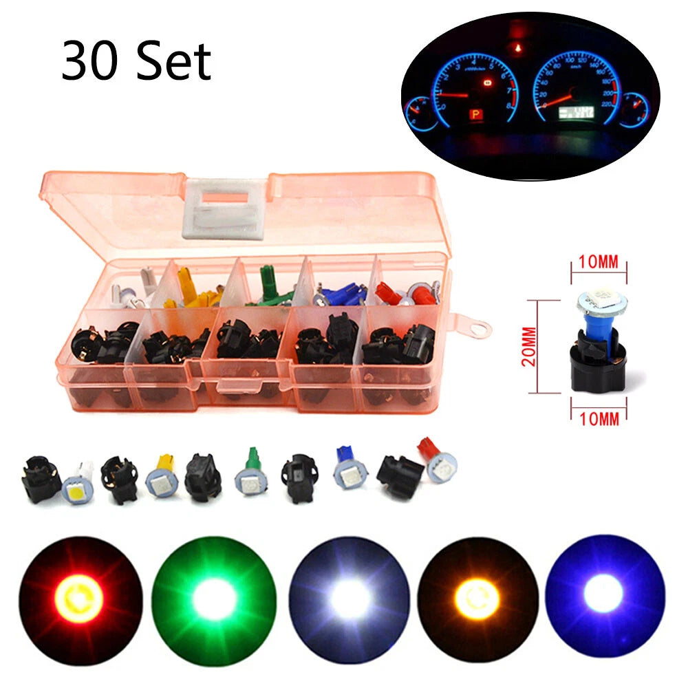 Set of 30 T5 Instrument Panel Light Bulb Sockets for Car Dash LED