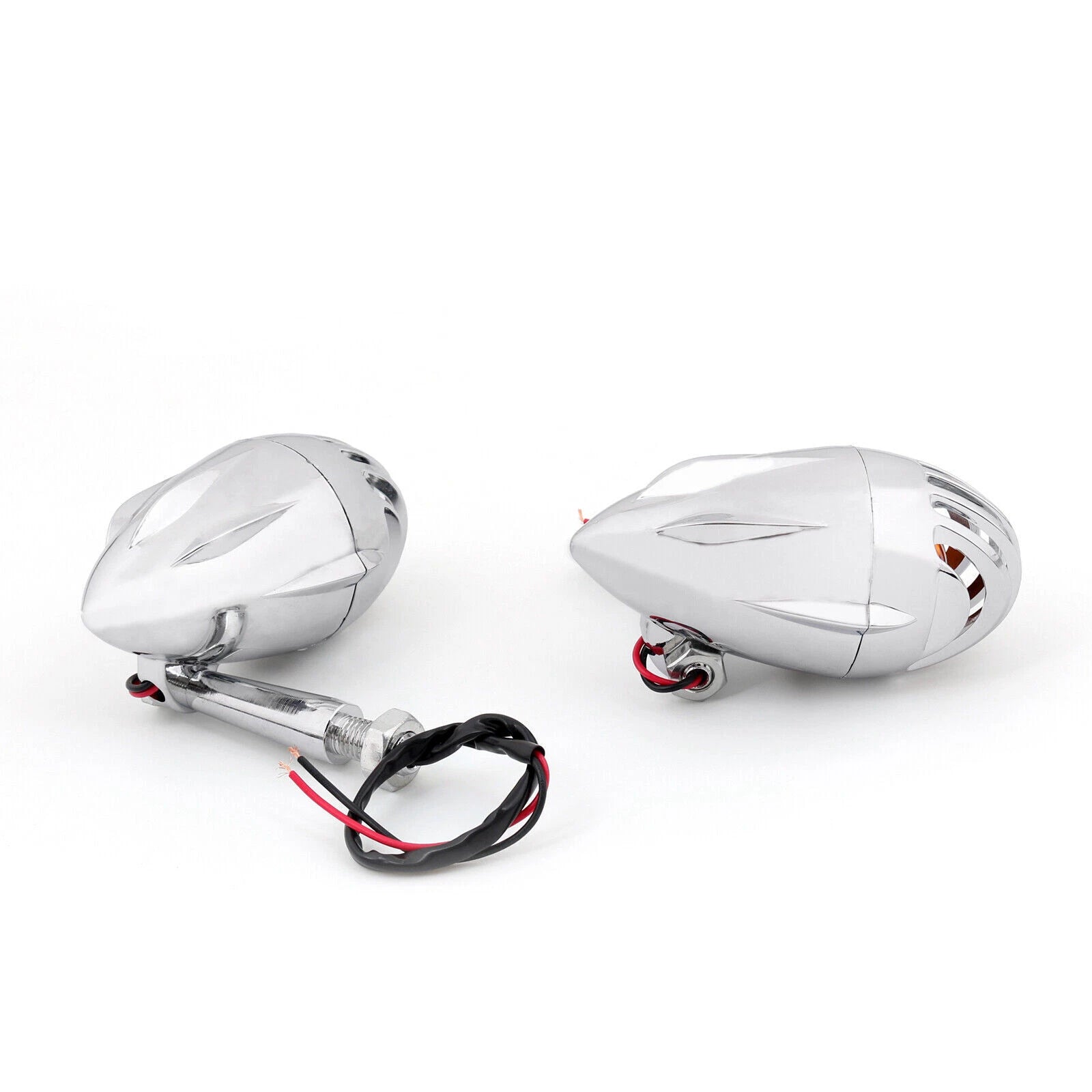 2X Motorcycle Turn Signal Indicator Lights Amber Chrome for Universal