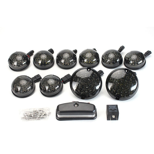 12pc Full Smoke LED Light Upgrade Kit for Land Rover Defender 90 110 130