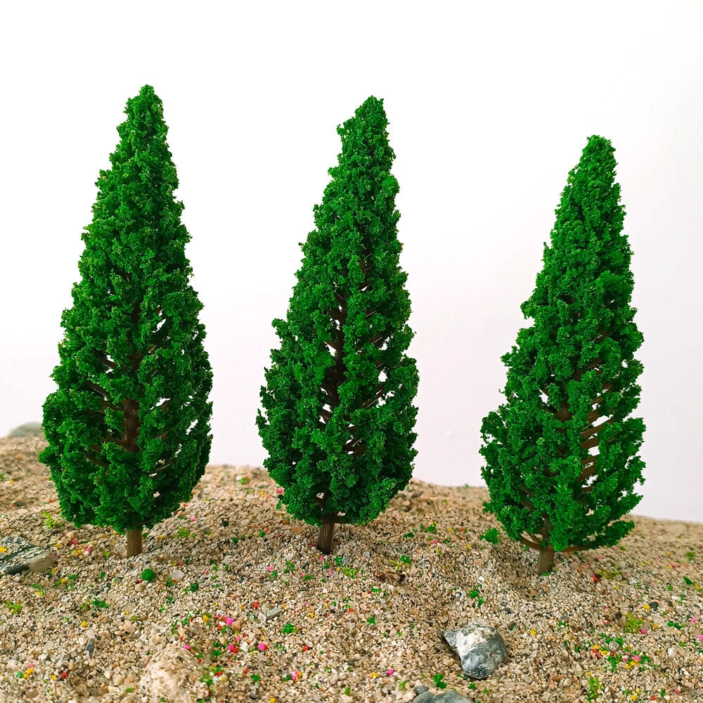 10pcs Miniature Pine Trees for Garden Park Railway Scenery