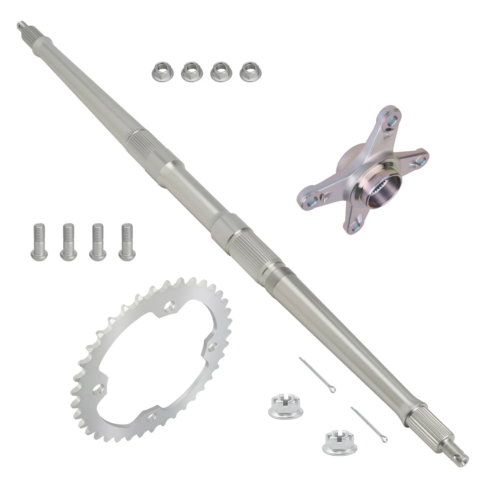 Rear Axle Shaft & Nut Pin & Sprocket & Hub for Yamaha YFZ450 (2004–2005)