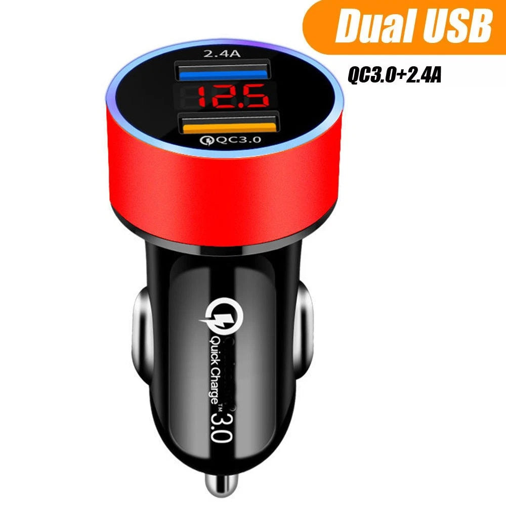 Dual USB Car Charger Adapter for QC3.0 with LED Display