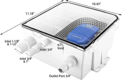 12V 750GPH Shower Sump Pump System for Boat Marine RV (Multi-Port Inlet)