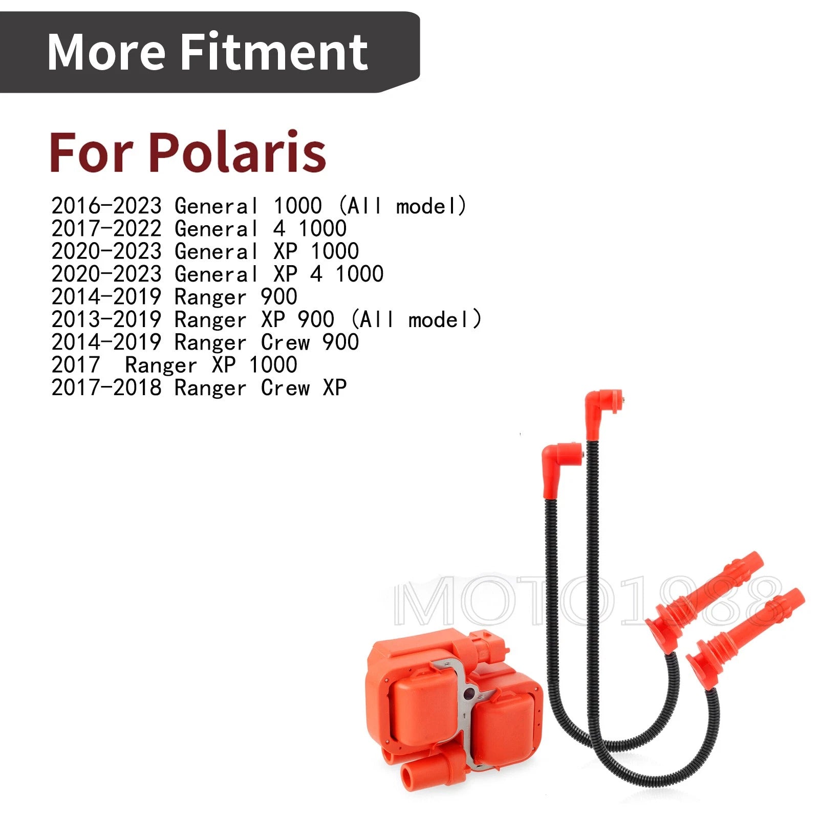 Ignition Coil & Spark Plug Wire Cap for Polaris Ranger XP Crew 900 1000 (2013–2019)