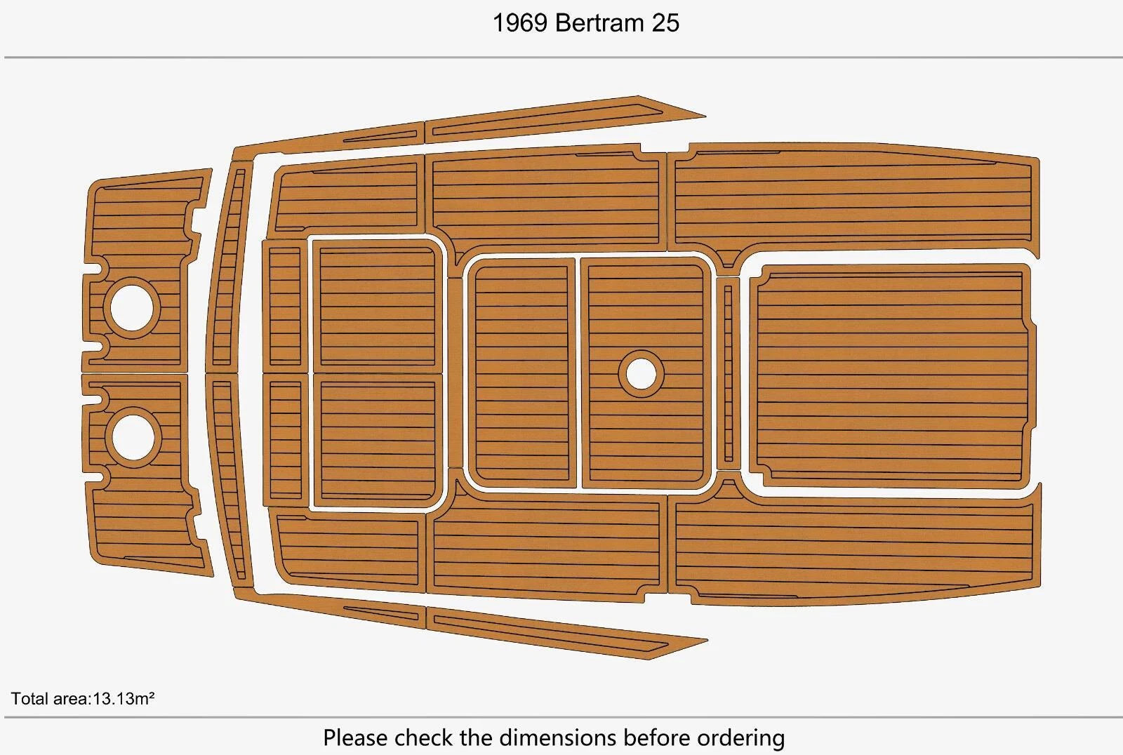 EVA Pad Foam Teak Deck Flooring Mat for Bertram 25 (1969)