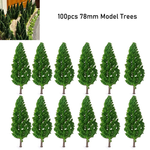 100Pcs 3.07" Pine Trees for Train Railroad Diorama Layout