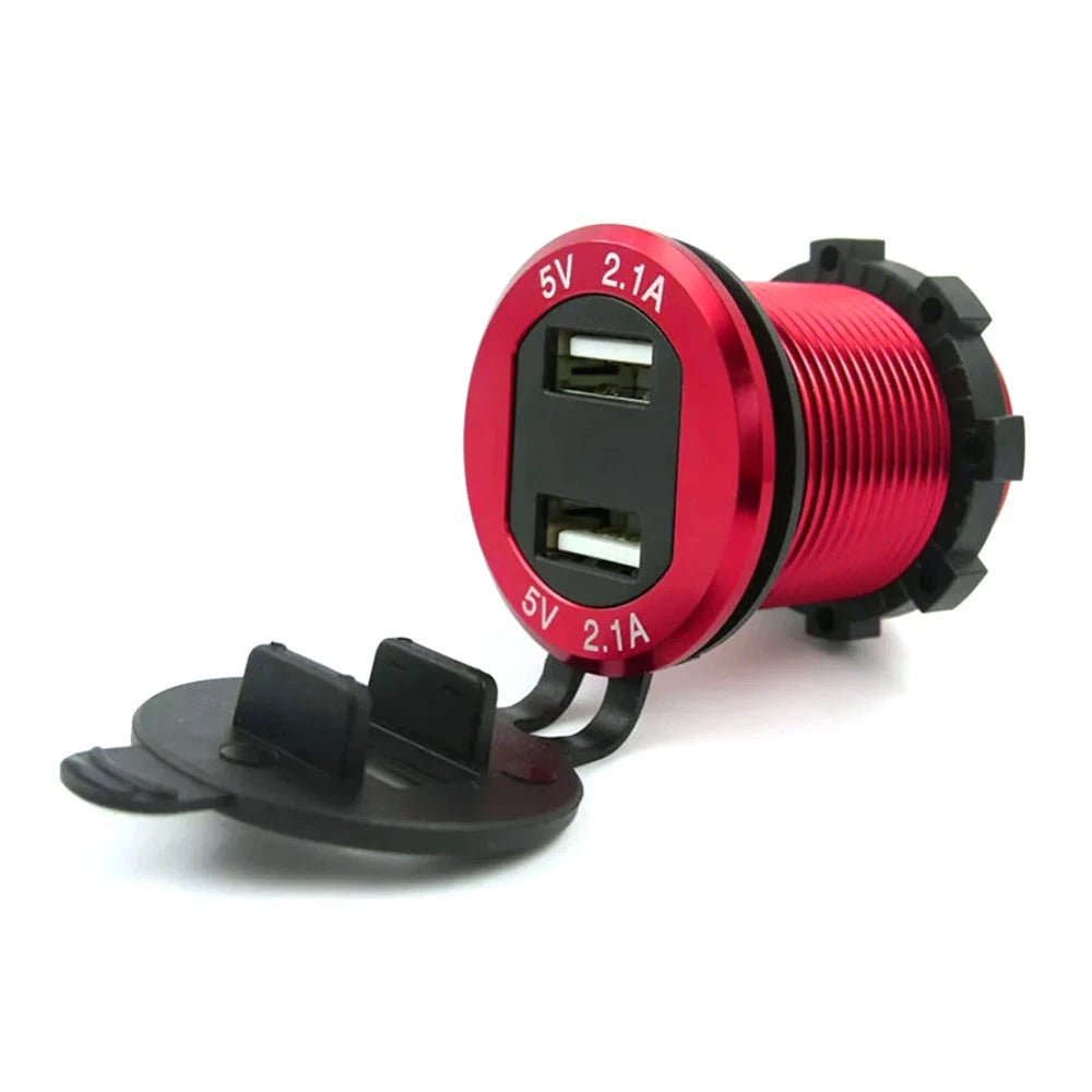 Dual USB Charger Adapter for Car Cigarette Lighter Socket with LED Display (12-24V)