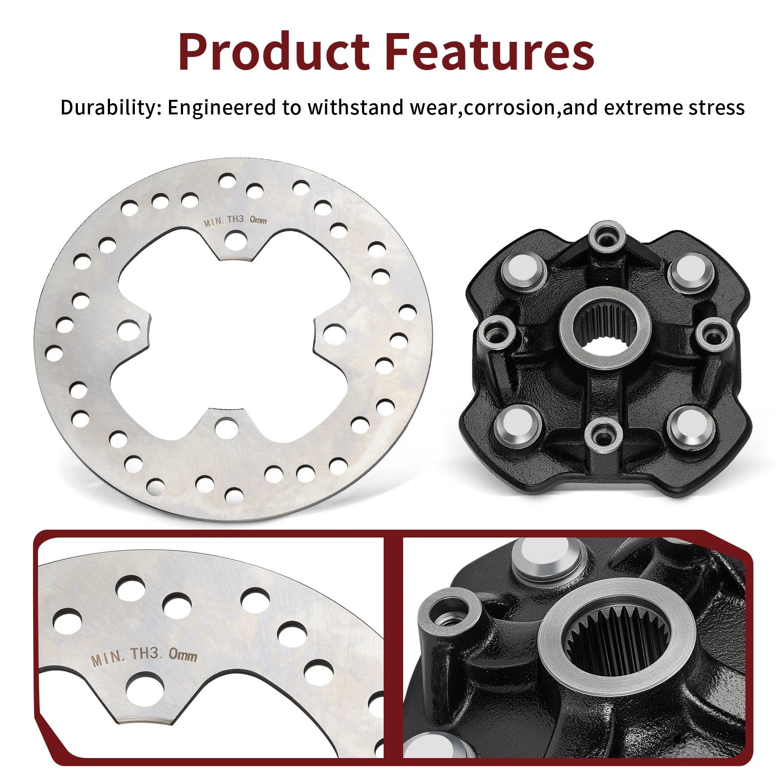 Front Left/Right Wheel Hub with Brake Disc for Honda 44615-HR3-A20 45251-HR6-A62