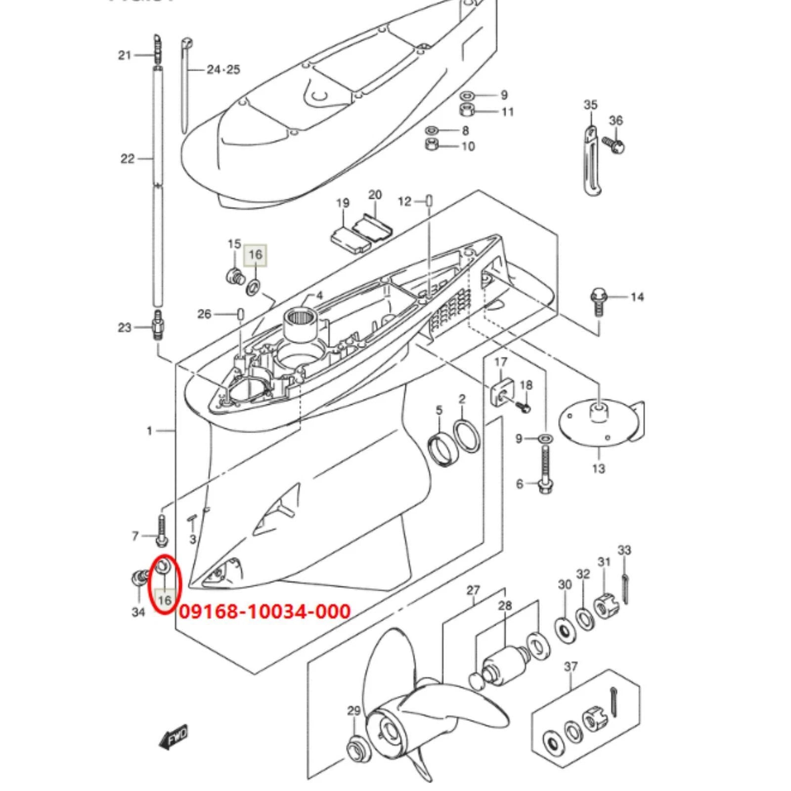 Gasket for Suzuki 4 Stroke Gear Oil Drain Plug (09168-10034)