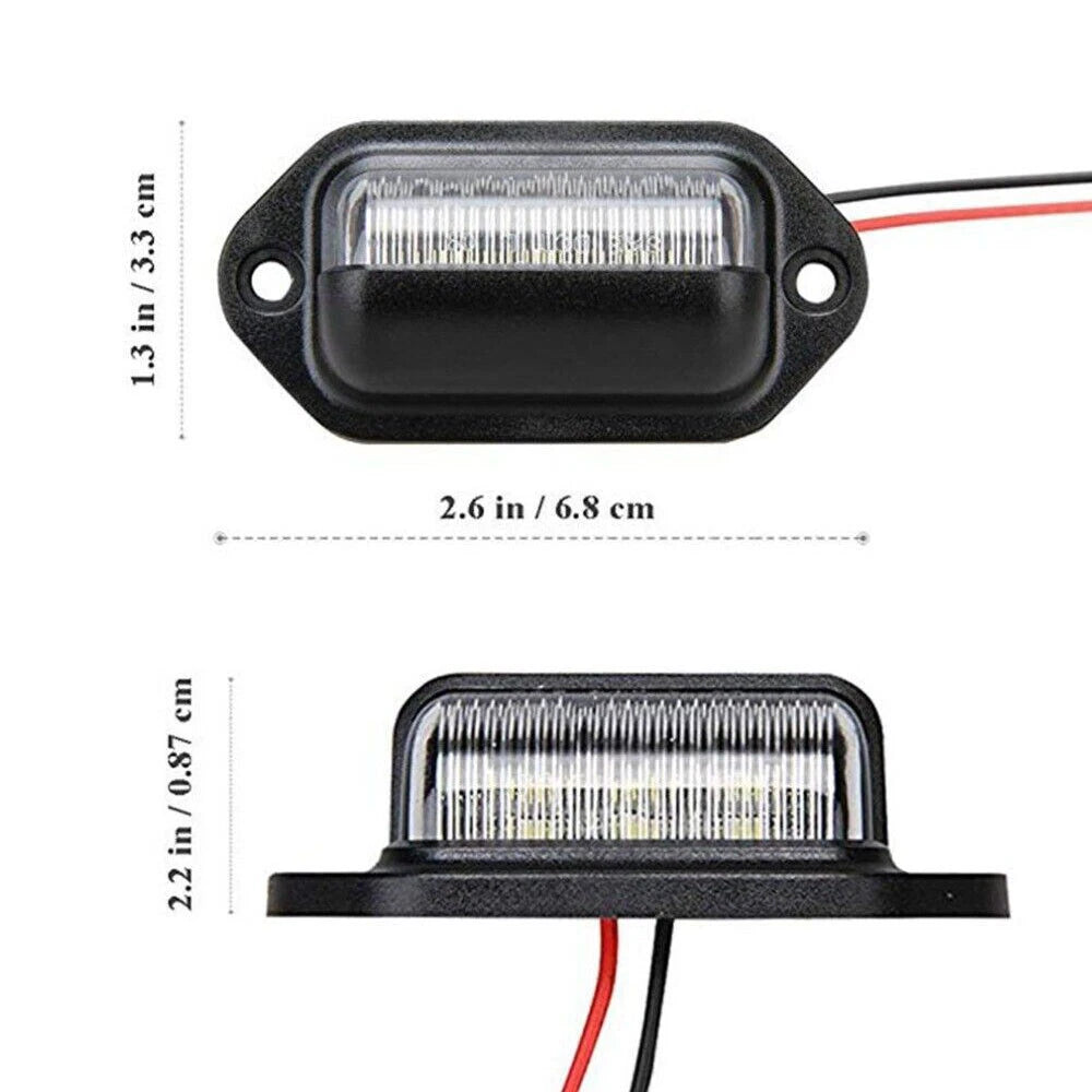 2Pcs 6LED License Plate Lights for Car (12V–24V) 6633mm