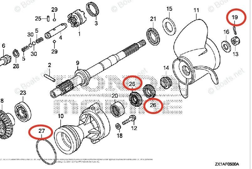 Lower Gearcase Seal Kit for Tohatsu 115-200 HP (91252-ZZ3-003, 91351-ZY3-003)
