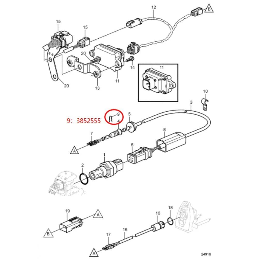 2pc Retainer 3852555 for Volvo Penta 5.0 5.7 8.1 SX-A SX-C SX-M SX-R XHP-B (2000–2023)