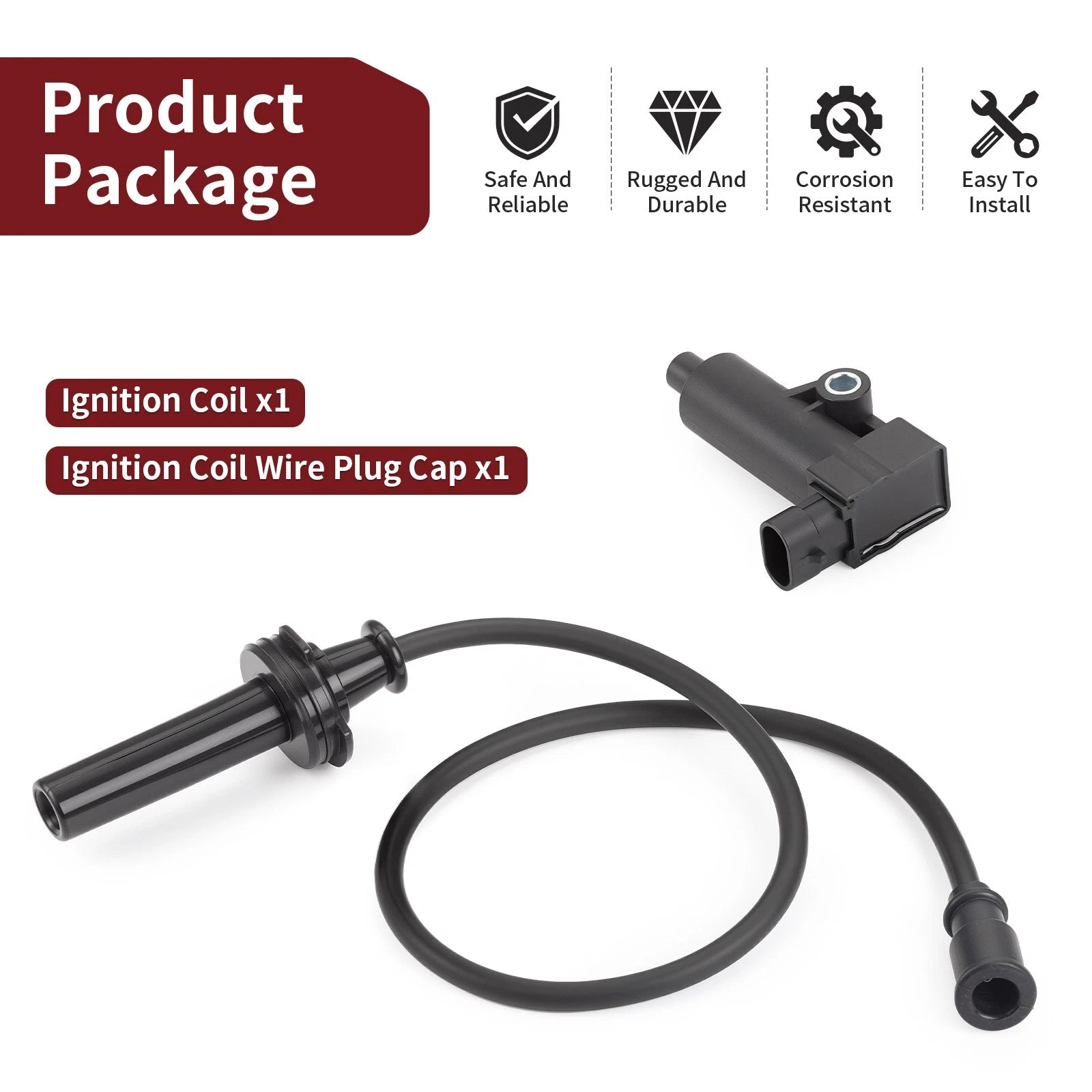 Ignition Coil & Spark Plug Wire Cap for Hisun Bennche Cowboy Bighorn MSU MSA (700)