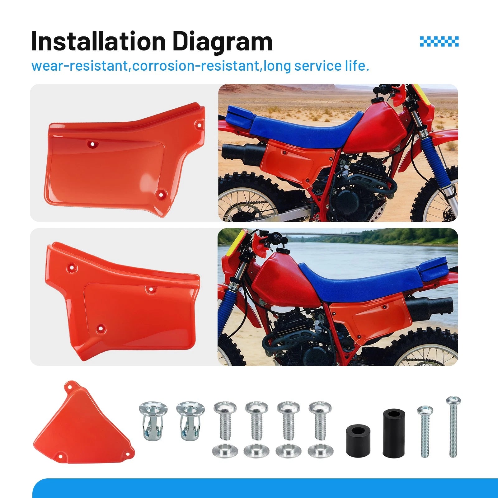 Set of 2 Side Panel Covers for Honda XR250R (1984–1985) - Red Plastic