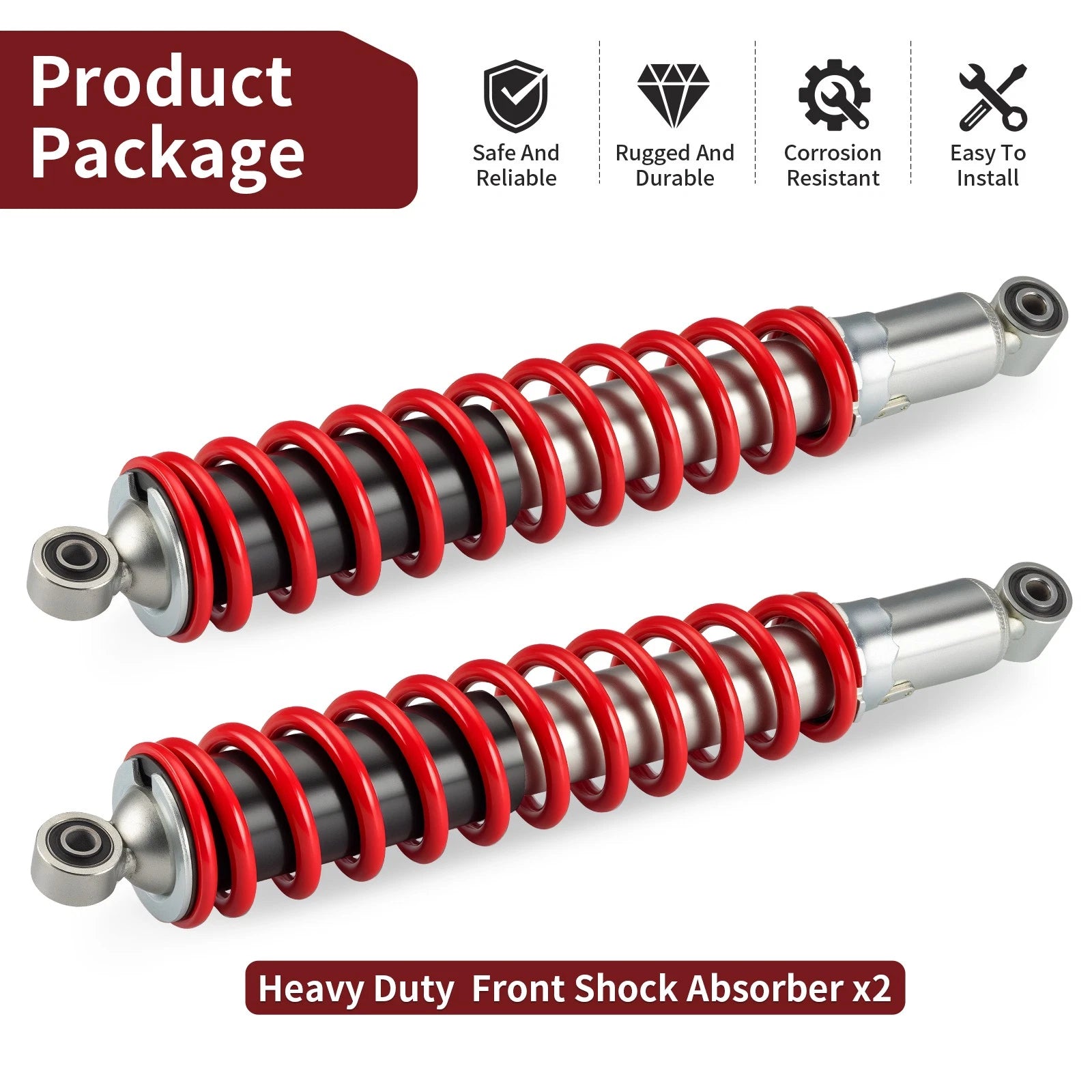 2X Front Shock Absorber for Honda Sportrax 400 TRX400EX (1999–2008) Red