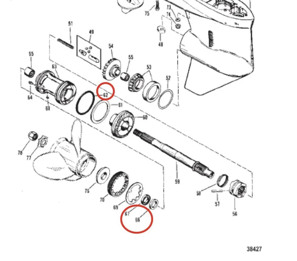 Lower Gearcase Propeller Shaft Oil Seal Kit for Mercury (26-76868, 26-70081, 25-97386)