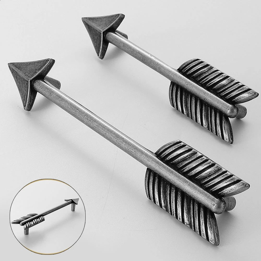 2Pcs Silver Arrow Door Pull Handle for Kitchen Cabinet (Universal)