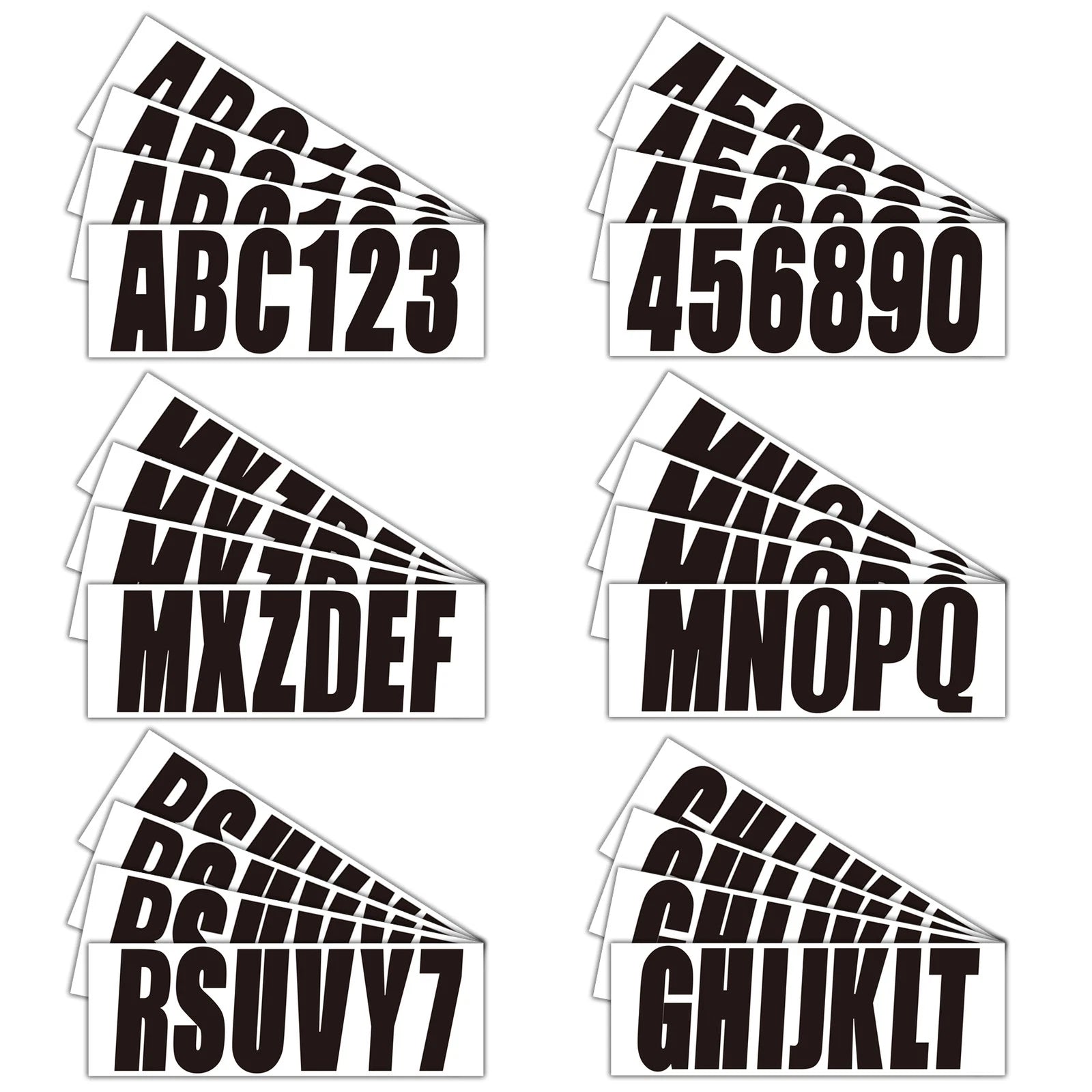 Set of 4 Black Decal Stickers for Custom Boat Registration A-Z 0-9