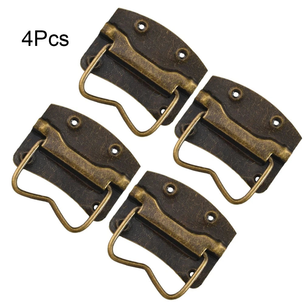 Set of 4 Antique Bronze Wooden Box Pull Handles for Suitcase, Toolbox, Jewelry Box