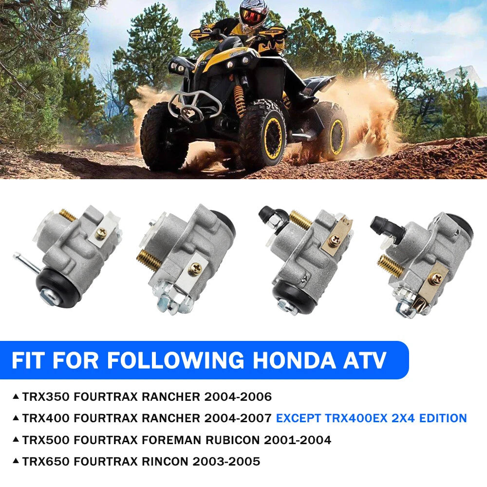 Set of 4 Front Brake Wheel Cylinders & Pipe Kit for Honda Rancher TRX350 TRX400 (2000–2006)