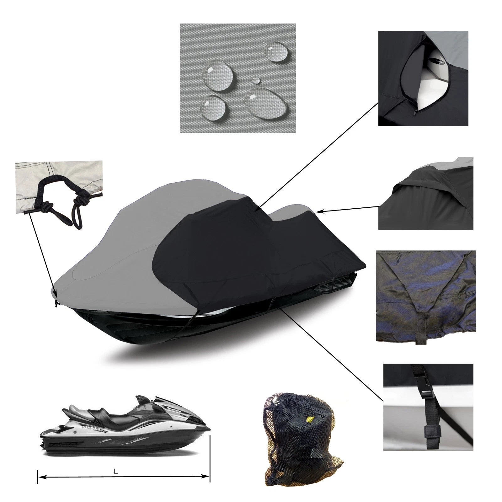 Trailerable Jet Ski Cover for Sea Doo GTX 155 260 300 (2010–2023)