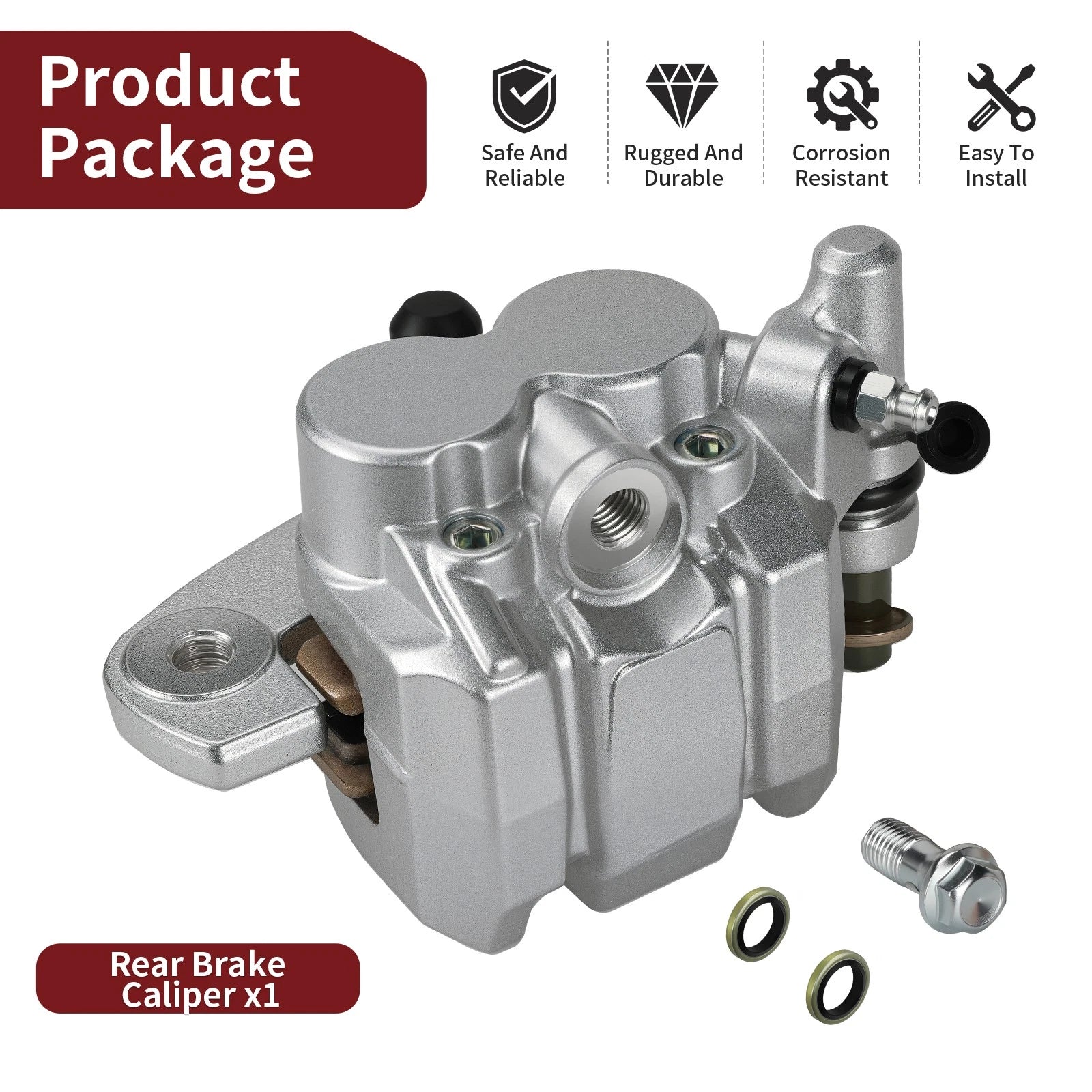 Rear Brake Caliper with Pads for Can Am Commander Max 1000 1000R (2016–2018)