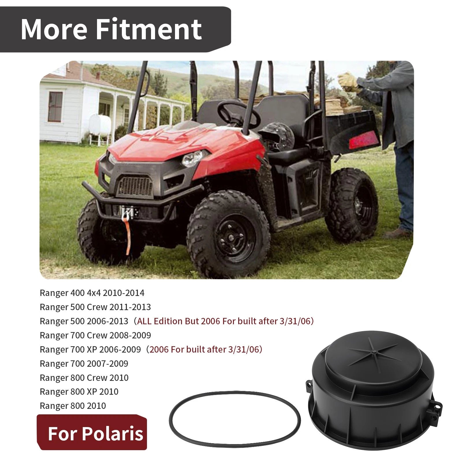 Air Box Cover w/ Seal for Polaris Ranger 400 500 700 800 Crew XP (2006–2014) 5436699