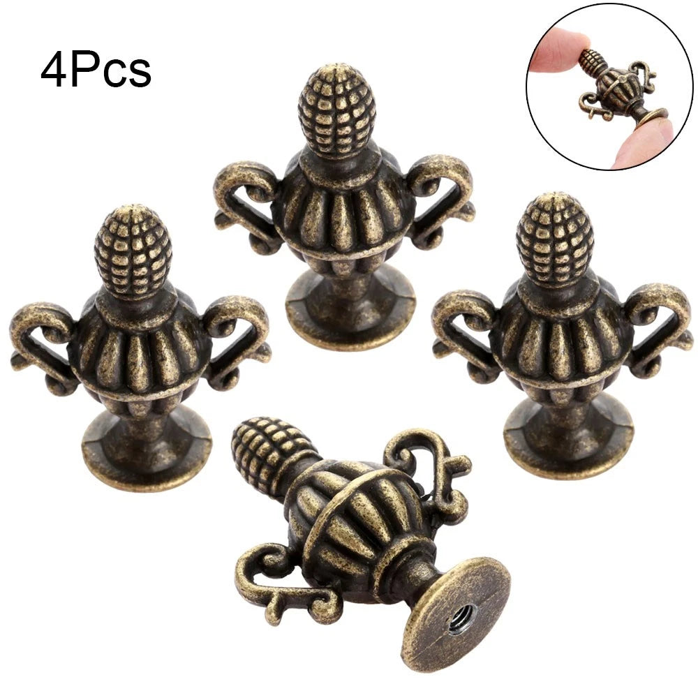 Set of 4 Antique Decorative Pull Handle Knobs for Drawer Cabinet (N/A)