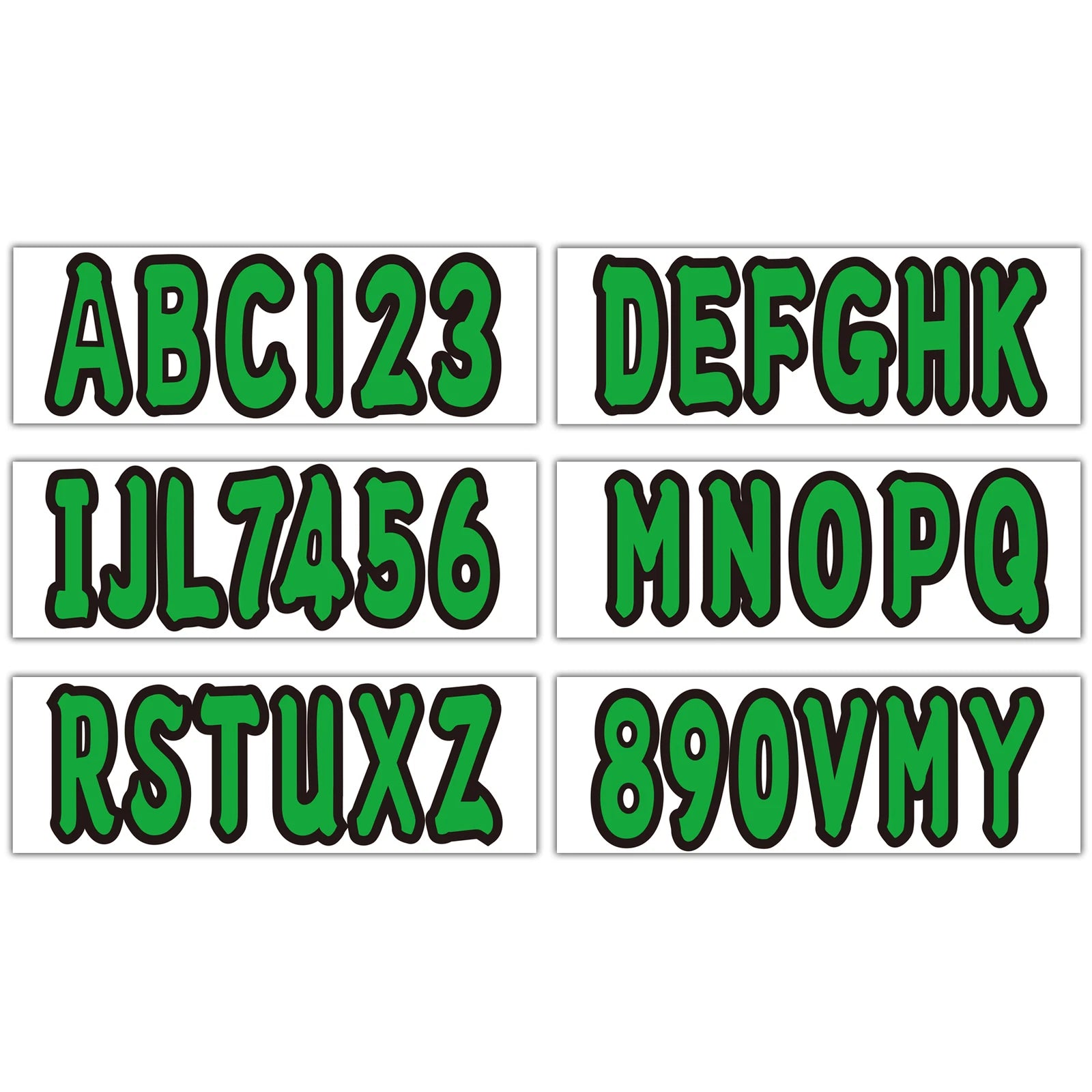 Set of 4 Green Decals for Boat Letters & Numbers A-Z & 0-9