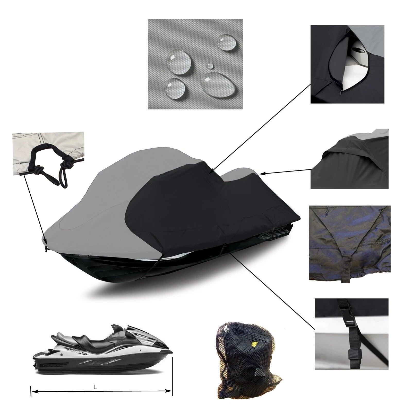 Trailerable Jet Ski Storage Cover for Kawasaki Ultra 300X 300LX 310 LX (2010–2023)