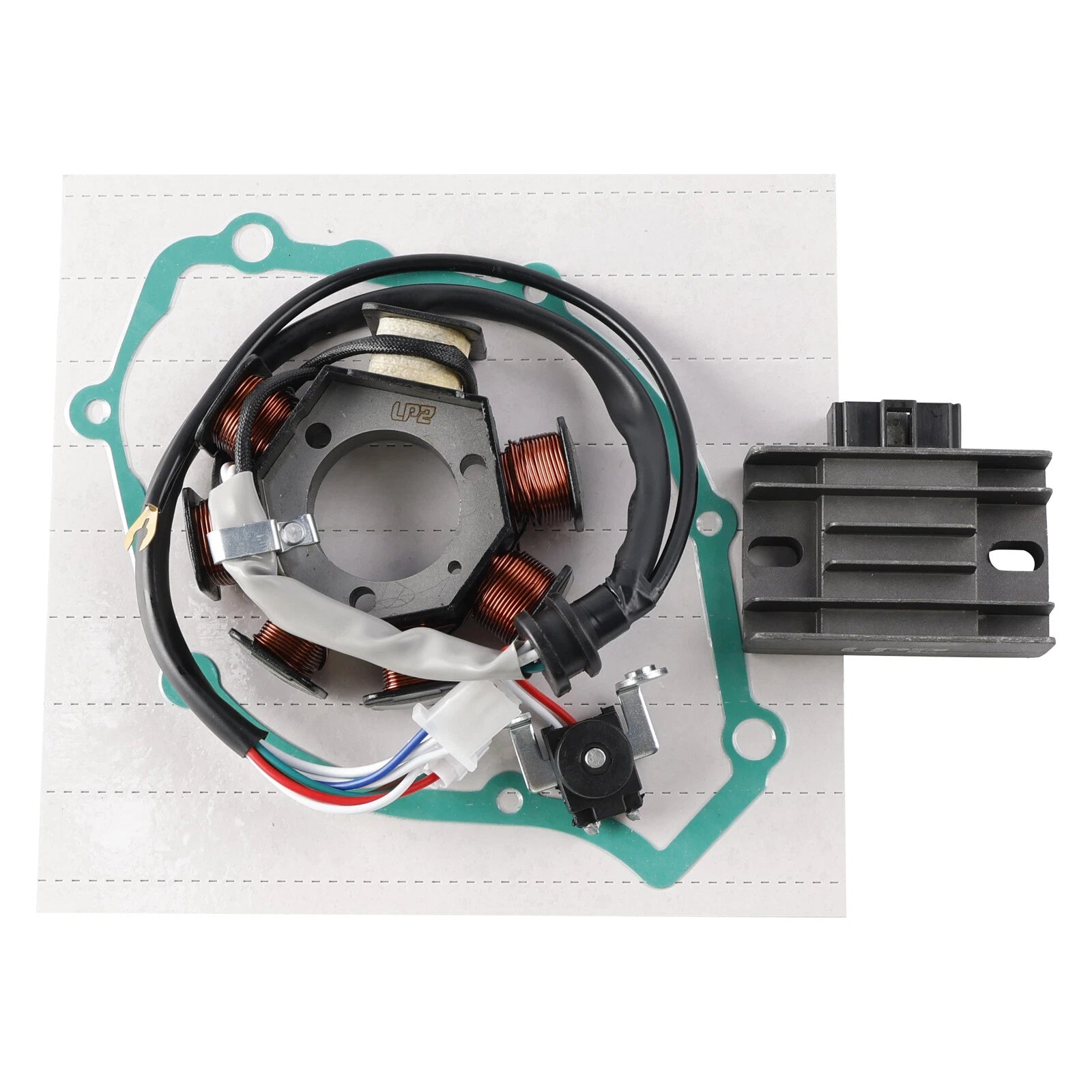 Set of 8 Coils Stator Generator Regulator Rectifier Gasket for Yamaha YBR125 (2013–2024)