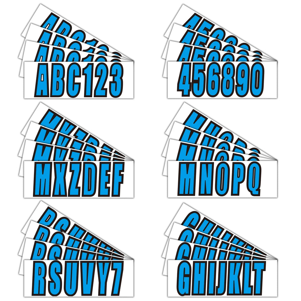 Set of 4 Boat Numbers and Letters Decal Stickers A-Z 0-9 Blue