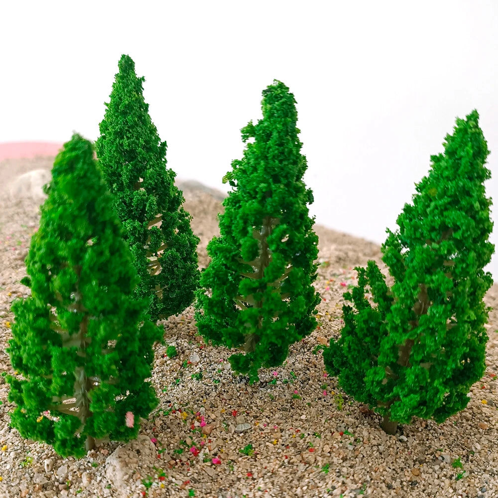10pcs Miniature Pine Trees for Garden Park Railway Scenery