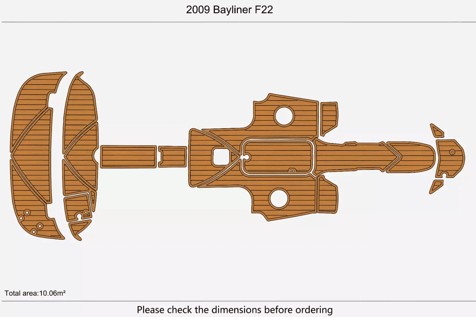 EVA Faux Teak Flooring Pad Mat for Bayliner F22 (2009)