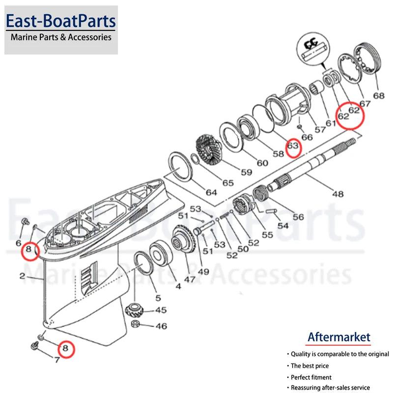 Propeller Shaft Seal Kit for Yamaha 4 Stroke 150 175 200 hp (F150 F175 F200)