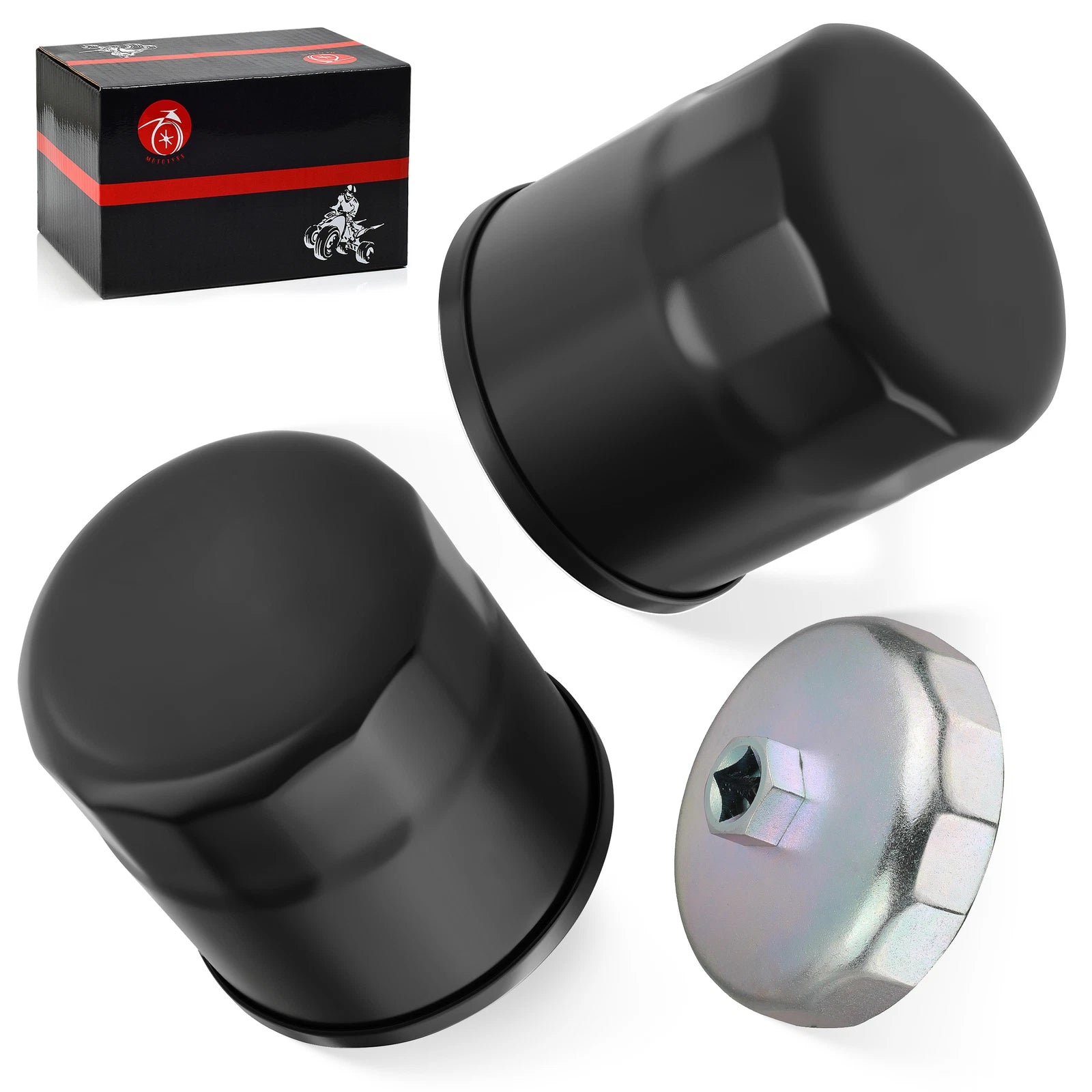 2 Oil Filters w/Tool for Yamaha Grizzly YFM350 YFM400 YFM450 YFM550 YFM660 YFM700