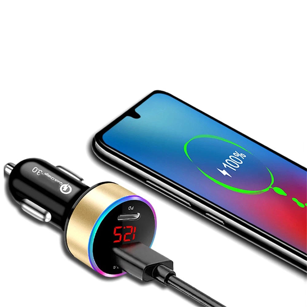 1Pc Dual USB QC3.0 Car Charger Adapter for Universal Vehicles (2010–2023)