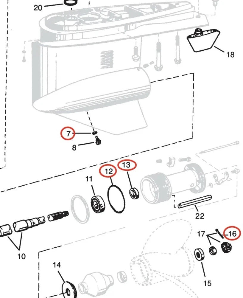 Lower Unit Seal Kit for Volvo Penta SX Drives (3858303, 3852865)