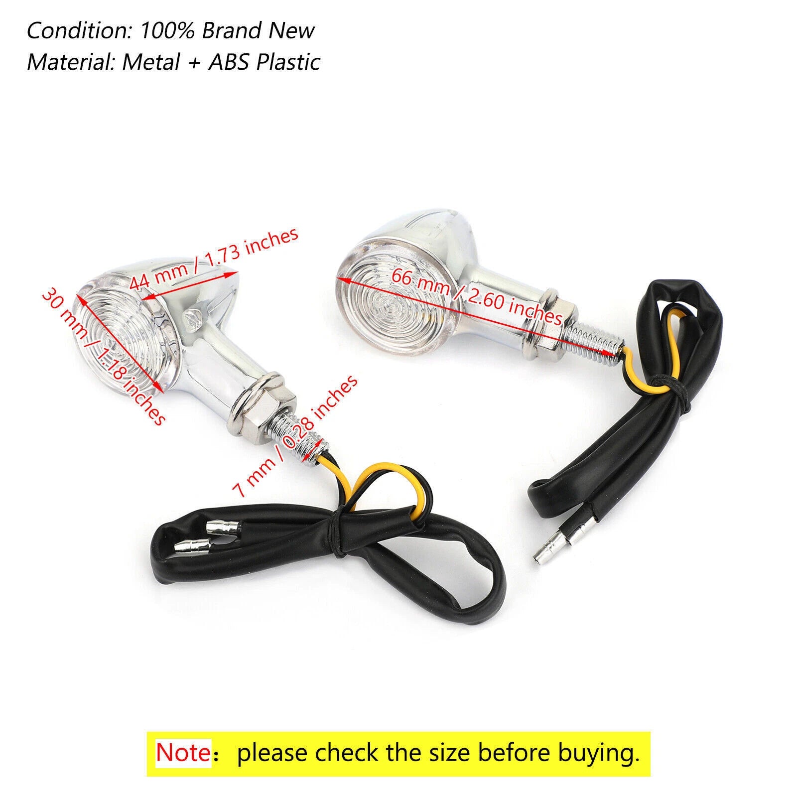 2X Chrome Bullet Turn Signal Blinker Lights for Universal Motorcycles