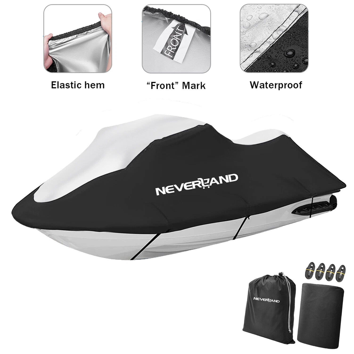 Jet Ski Cover Waterproof UV Dust Protection for Yamaha Sea-Doo Kawasaki (120-135")