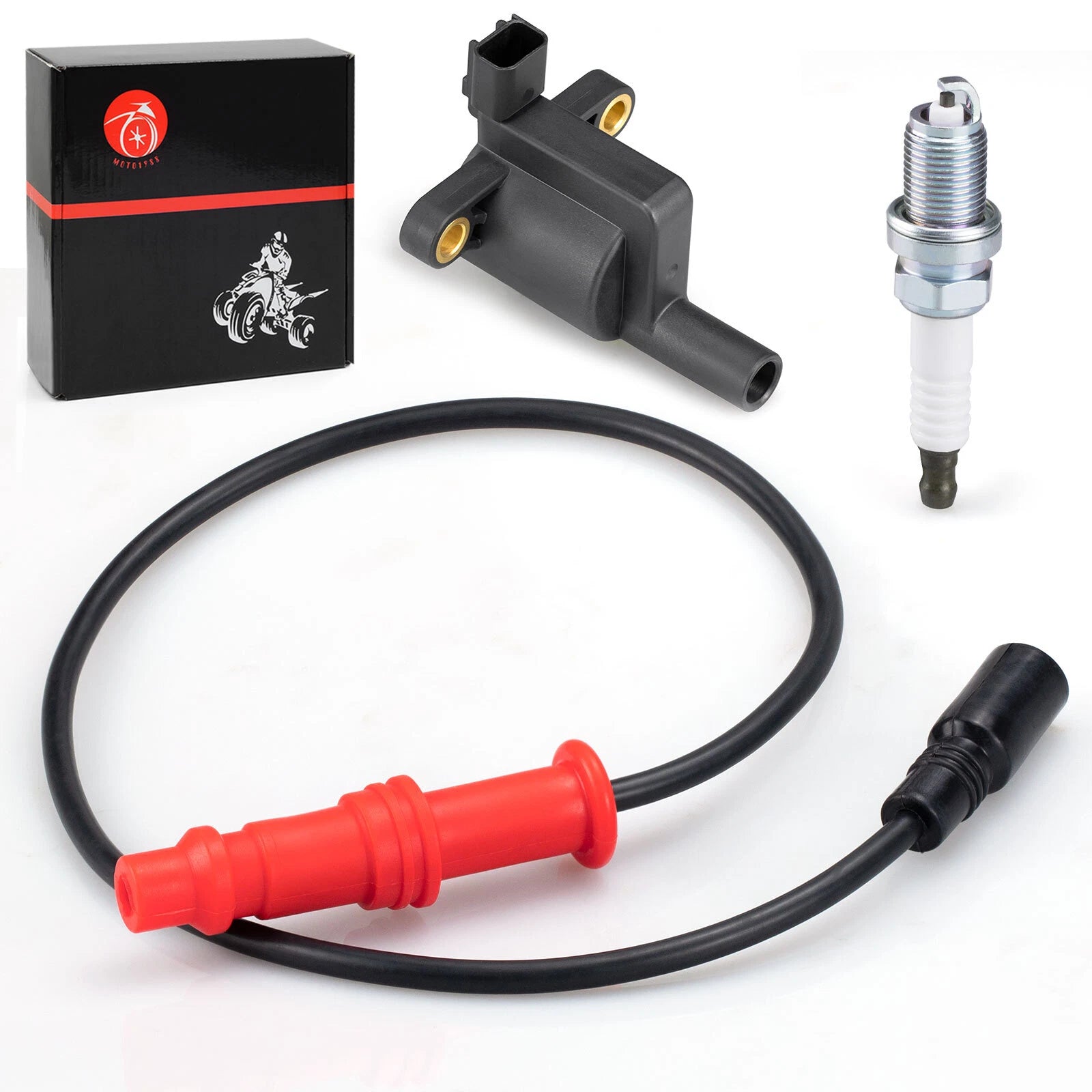 Ignition Coil Set with Wire Cap & Spark Plug for Polaris Ranger 500 (2008–2012)