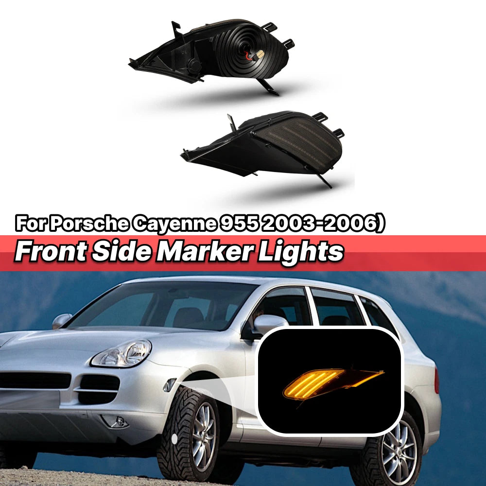 2X LED Dynamic Amber Side Marker Lights for Porsche Cayenne 955 (2003–2006)